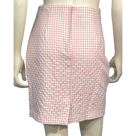 Vtg 90's Moda Int'l Sz 10 2 Pc Suit Blazer & Mini Skirt Pink Houndstooth Tweed - Picture 11 of 13